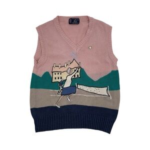 Vintage Kenneth Gordon Lady Wakefield Tennis Sweater Vest Sz S 100% Cotton